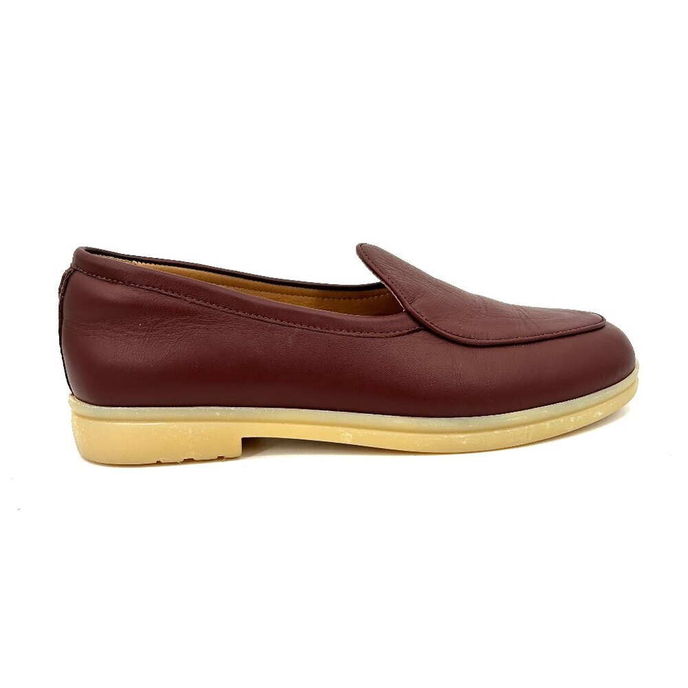 CHARIX Women's Cognac Brown Burgundy Leather Slip On Flat Loafer Shoes Size 8